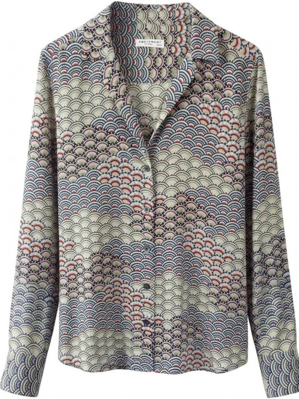 Equipment Womens Adalyn Long Sleeve Silk Button Down Shirt Fan Print Size XS